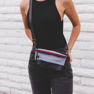 Two-Toned Pouch in Black Leather